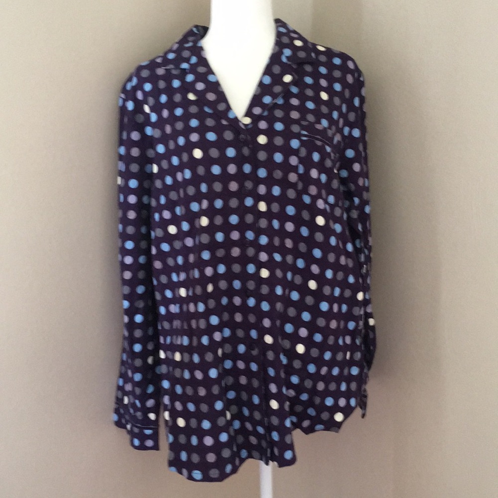 Two piece pajamas flannel with polka dots